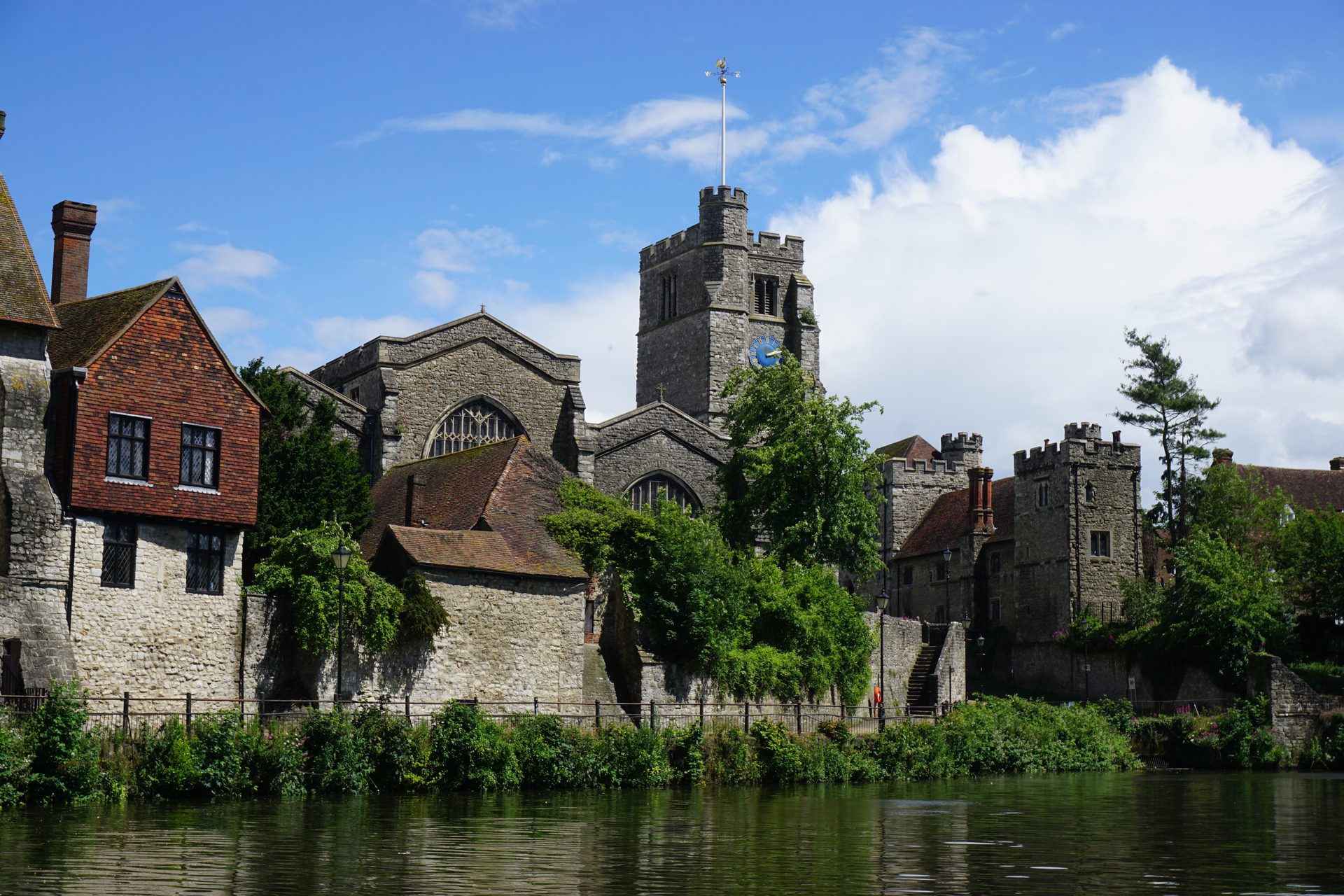 The Archbishop's Palace and All Saints beside the River Medway in Maidstone